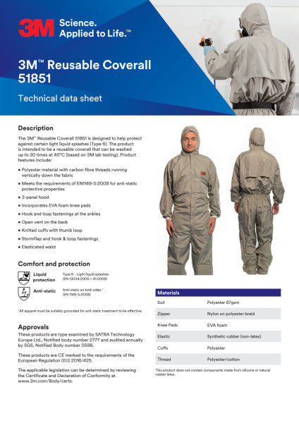 3M™ Herbruikbare overall 51851, 2XL