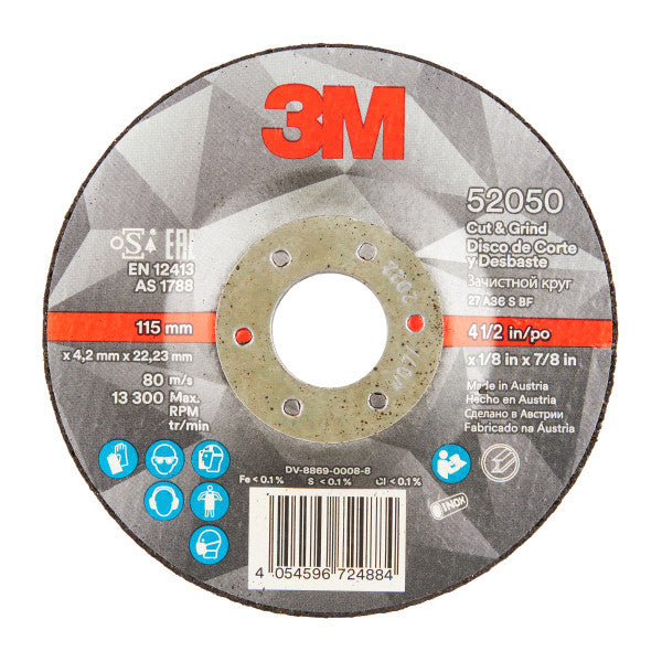 3M™ Cut and Grind Schijf, T27, 115mm x 4,2mm x 22 mm, 36+