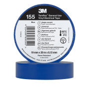 3M™ Temflex™ Vinyl isolatietape 155 - Blauw - 19 mm x 20 m | 1 Overdoos van 100 Rol