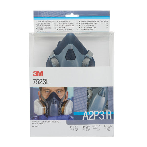 3M™ herbruikbare halfgelaatsmaskerset, A2P3 R-filter, maat L, 7523L