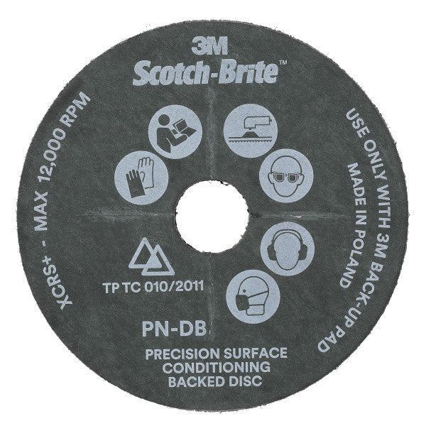 Scotch-Brite™ Precision Surface Conditioning-schijf met duurzame rug, PN-DB, XCRS, 125 mm x 22.23 mm, Slotted, 10/Carton, 40 ea/Case
