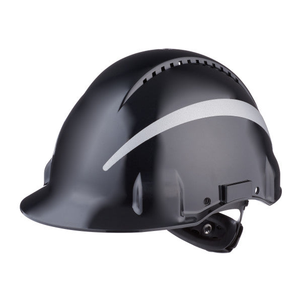 3M™ Veiligheidshelm, Uvicator, ratelverstelling, ventilatie, reflecterend, kunststof zweetband, zwart, G3000NUV-R-SV