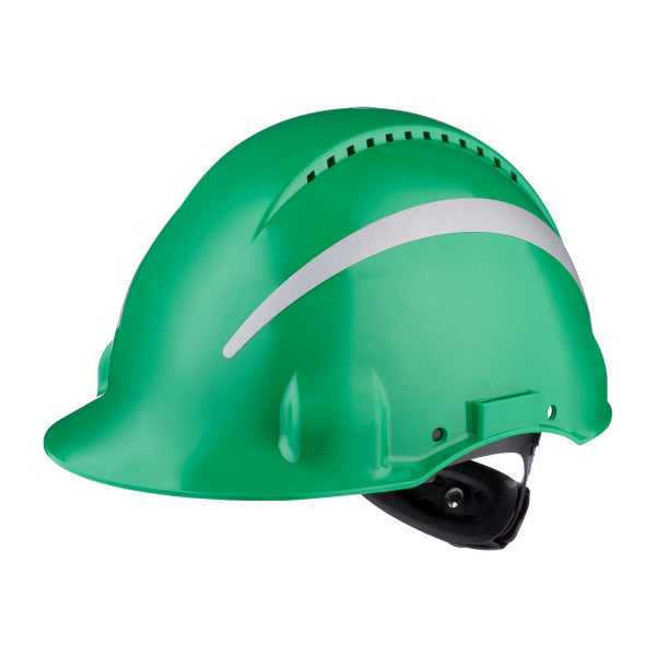 3M™ Veiligheidshelm, Uvicator, ratelverstelling, ventilatie, reflecterend, kunststof zweetband, groen, G3000NUV-R-GP
