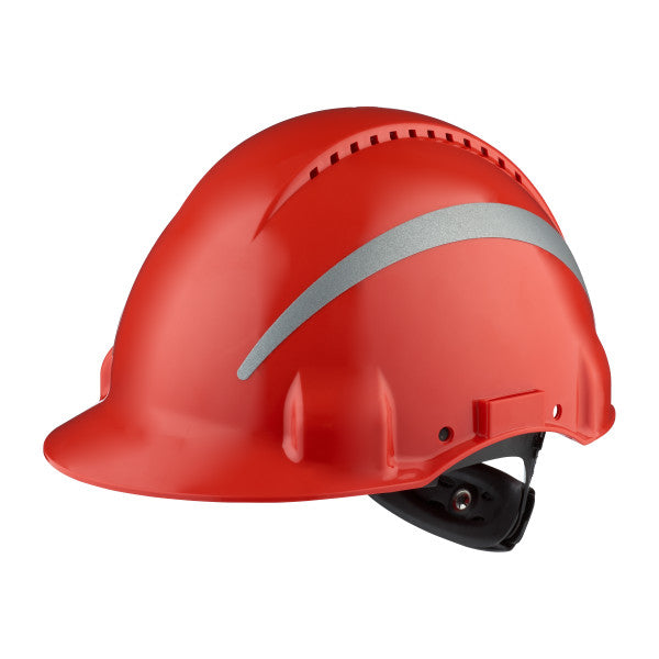 3M™ Veiligheidshelm, Uvicator, ratelverstelling, ventilatie, reflecterend, kunststof zweetband, rood, G3000NUV-R-RD