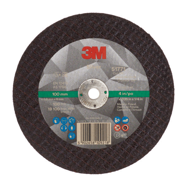 3M™ Silver Doorslijpschijf, T41, 100 mm x.0.9 mm x 6 mm