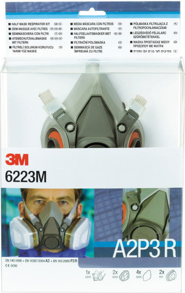 3M™ herbruikbare halfgelaatsmaskerset, A2P3 R-filter, maat M, 6223M