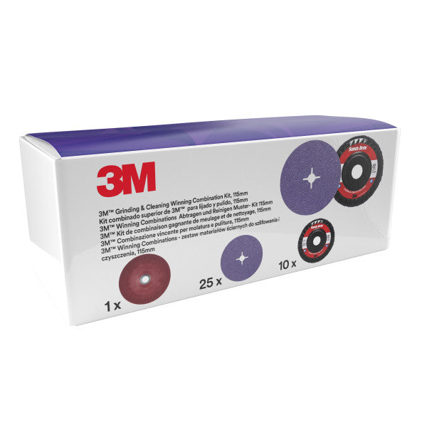 3M™ Slijp- en Verfijningsset, includes 115 mm 1182C and XO-DR Disc, with 1 Fibre Disc Ribbed Back-up Pad