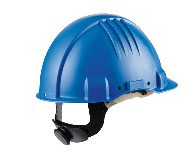 3M™ Veiligheidshelm voor hoge temperaturen, ratelverstelling, zonder ventilatie, 1000 V diëlektrisch, leren zweetband, blauw, G3501M-BB