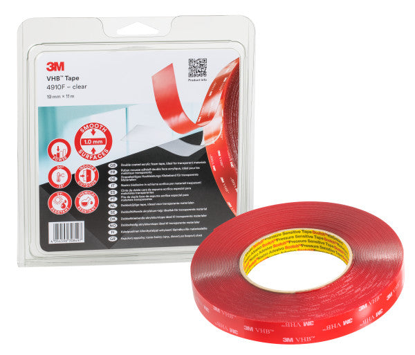 3M™ VHB™ Tape 4910F, Transparant, 1210 mm x 33 m, 1.0 mm