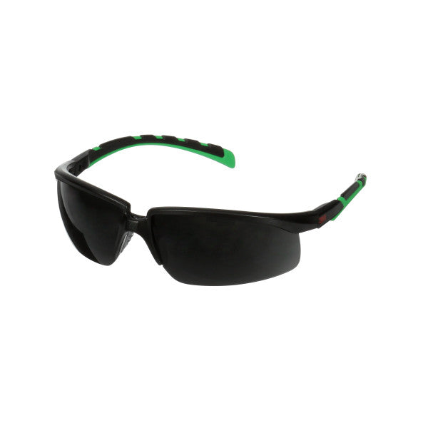 3M™ Solus™ 2000 Veiligheidsbril, zwart/groen frame, antikras+ (K), IR 5.0 grijze lenzen, S2050ASP-BLK, 20/doos