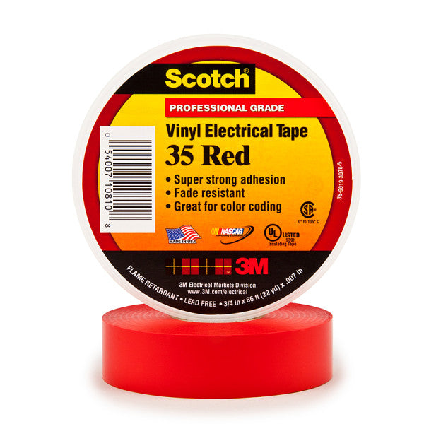 Scotch® 35 Vinyl Electro-Isolatieband, Rood, 19 mm x 20 m, 0,18 mm