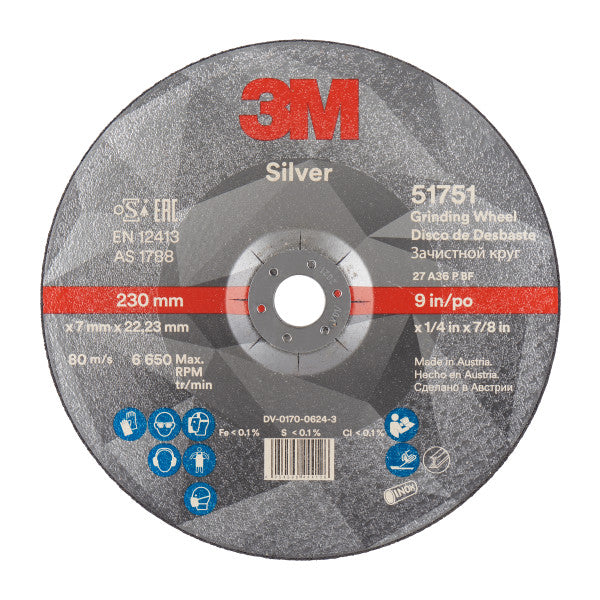 3M™ Silver Afbraamschijf, T27, 230 mm x 7 mm x 22,23 mm