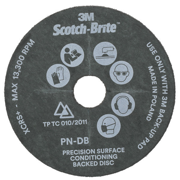 Scotch-Brite™ Precision Surface Conditioning-schijf met duurzame rug, PN-DB, XCRS, 115 mm x 22.23 mm, Slotted, 10/Carton, 40 ea/Case