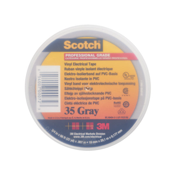 Scotch® 35 Vinyl Electro-Isolatieband, Grijs, 19 mm x 20 m, 0,18 mm