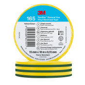 3M™ Temflex™ Vinyl isolatietape 165 - Groen/Geel - 15 mm x 10 m | Voordeelpallet a 10800 stuks