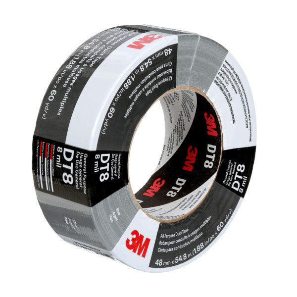3M™ Universele Ducttape DT8, Zilver, 48 mm x 55 m, 0.2 mm, individueel verpakt