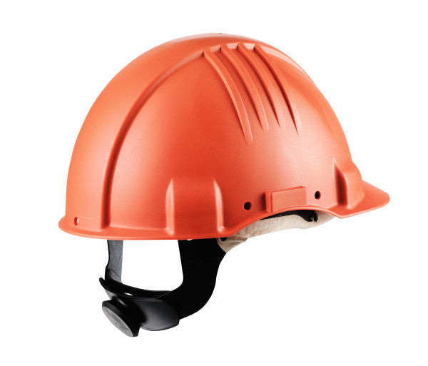 3M™ Veiligheidshelm voor hoge temperaturen,ratelverstelling, zonder ventilatie, 1000 V diëlektrisch, leren zweetband, oranje, G3501M-OR