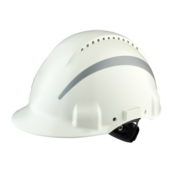 3M™ Veiligheidshelm, Uvicator, ratelverstelling, ventilatie, reflecterend, kunststof zweetband, wit, G3000NUV-R-VI