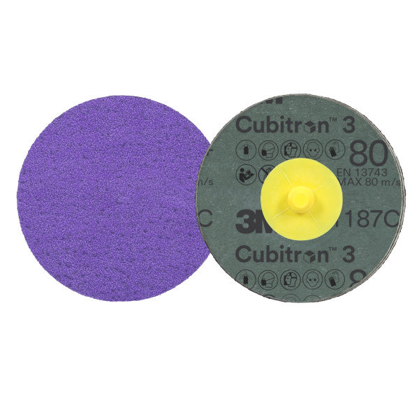 3M™ Cubitron™ 3 Roloc™ Fiberschijf 1187C, 80+, TR, Purple, 51 mm, 50/Carton, 200 ea/Case