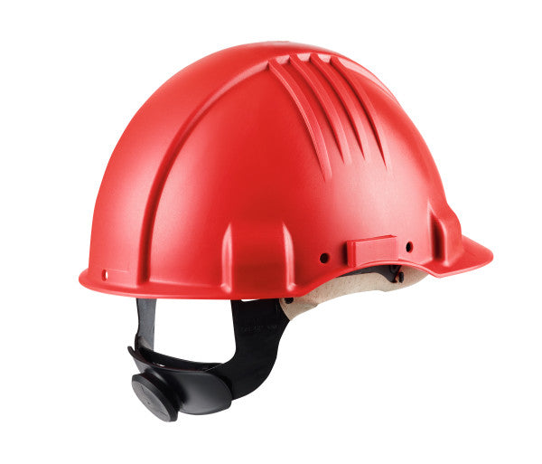 3M™ Veiligheidshelm voor hoge temperaturen, ratelverstelling, zonder ventilatie, 1000 V diëlektrisch, leren zweetband, rood, G3501M-RD