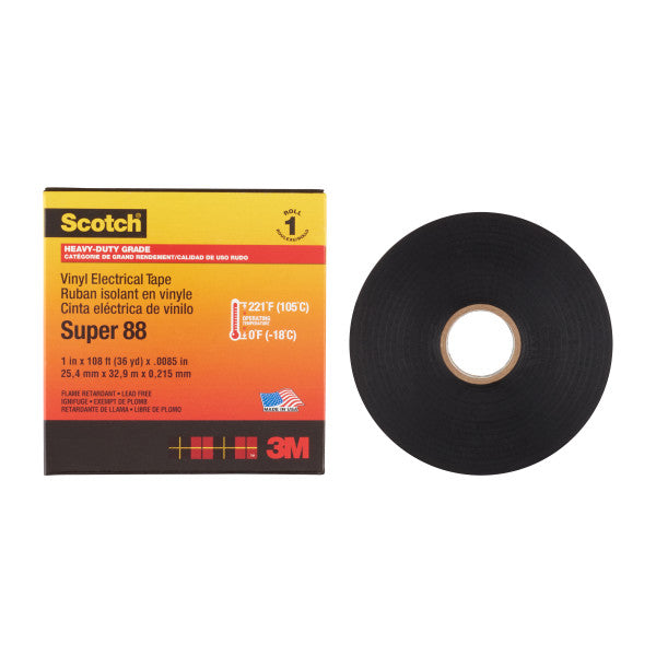 Scotch® Super 88 Vinyl Electro-Isolatieband, Zwart, 25 mm x 33 m, 0,22 mm