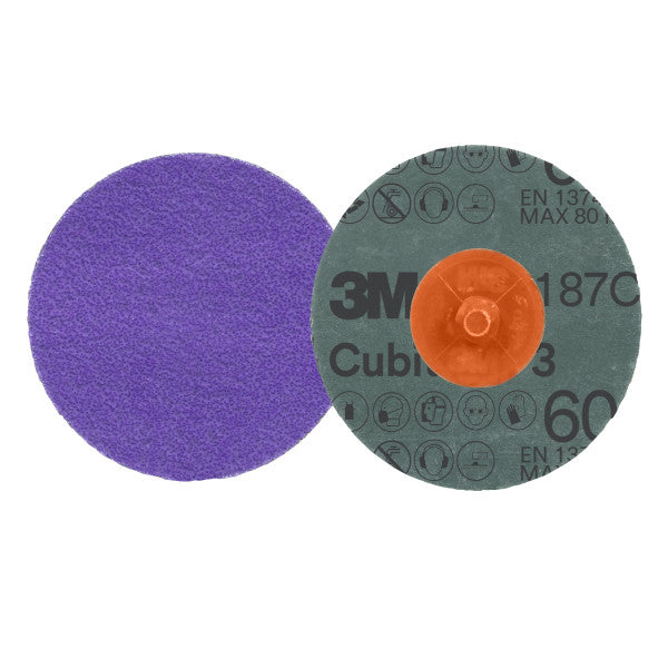 3M™ Cubitron™ 3 Roloc™ Fiberschijf 1187C, 60+, TR, Purple, 51 mm, 50/Carton, 200 ea/Case