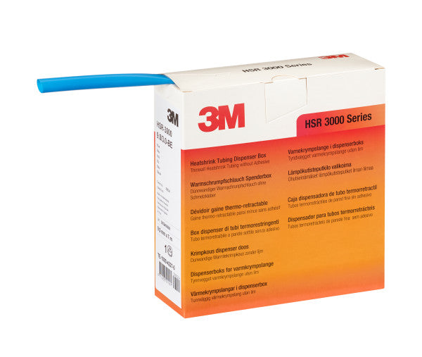 3M™ HSR 3000 Dunwandige Warmtekrimpkousbuis op Minirol, Blauw, 9/3 mm, 7 m, Dispenserdoos