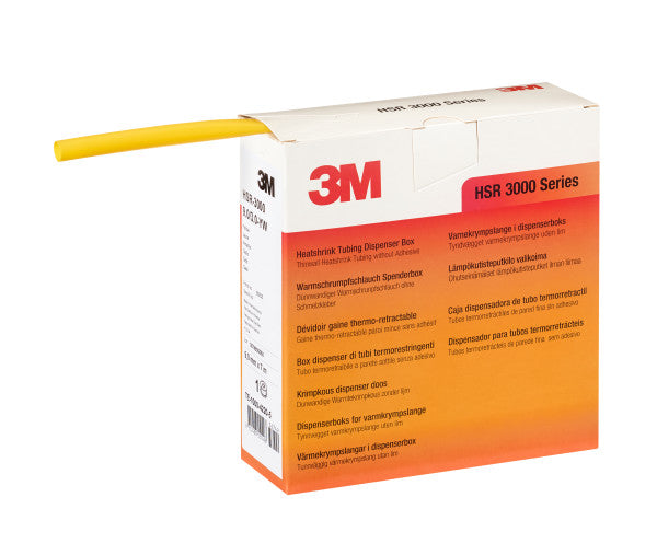 3M™ HSR 3000 Dunwandige Warmtekrimpkousbuis op Minirol, Geel, 6/2 mm, 10 m, Dispenserdoos