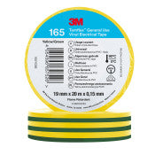 3M™ Temflex™ Vinyl isolatietape 165 - Groen/Geel - 19 mm x 20 m | 1 Overdoos van 100 Rol