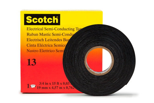 Scotch® 13 Ethyleen-Propyleen-Rubber-Band, zelffuserend, halfgeleidend, Zwart, 19 mm x 4,5 m, 0,76 mm