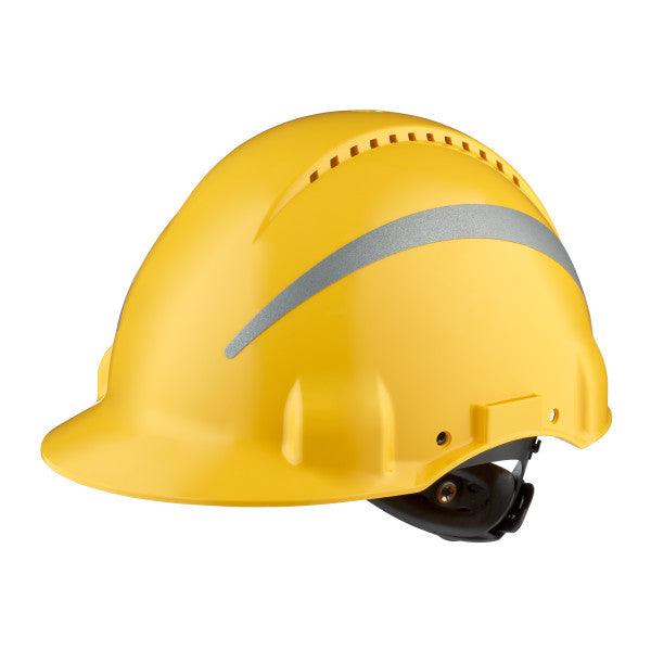 3M™ Veiligheidshelm, Uvicator, ratelverstelling, ventilatie, reflecterend, kunststof zweetband, geel, G3000NUV-R-GU