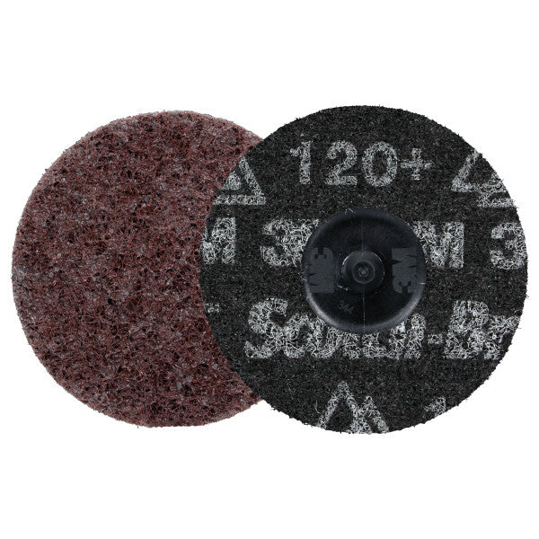 Scotch-Brite™ Roloc™ Precision Heavy Duty Surface Conditioning-schijf, HD-DR, Coarse 120+, TR, 76 mm, 25/Carton, 100 ea/Case