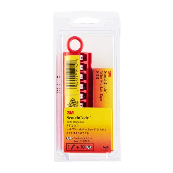 3M™ ScotchCode™ STD-0/9 Kabelmarkeringsdispenser, Nummers 0-9 gevuld