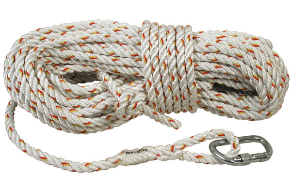 3M™ Protecta® Reddingslijn met karabijnhaak, 14 mm polyamide touw, wit, 25 m, AC225