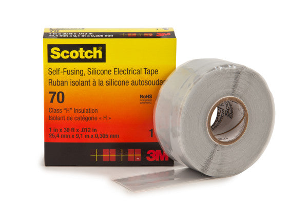 Scotch® 70 Siliconenrubberband, zelffuserend, Lichtgrijs, 25 mm x 9 m, 0,3 mm