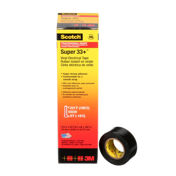 Scotch® Super 33+ Vinyl Electro-Isolatieband, Zwart, 19 mm x 6 m, 0,18 mm