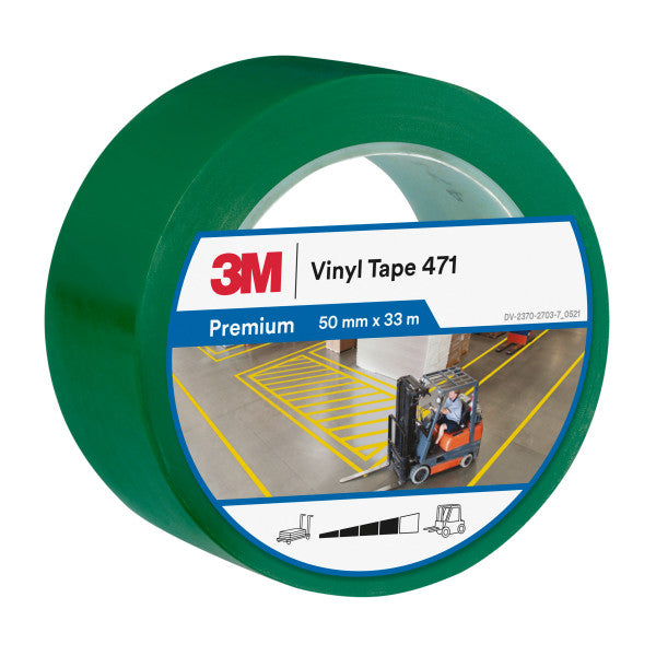 3M™ Vinyl Tape 471, Groen, 50 mm x 33 m, 0.14 mm, Individueel en handig verpakt