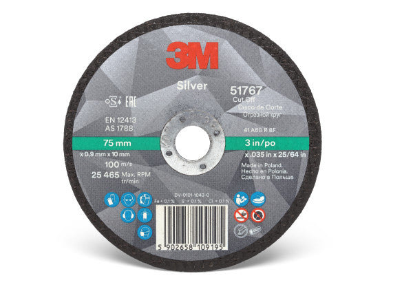 3M™ Silver Doorslijpschijf, T41, 75 mm x 0.9 mm x 10 mm
