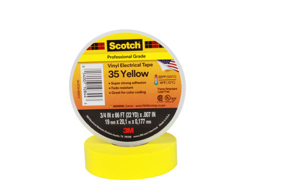 Scotch® 35 Vinyl Electro-Isolatieband, Geel, 19 mm x 20 m, 0,18 mm