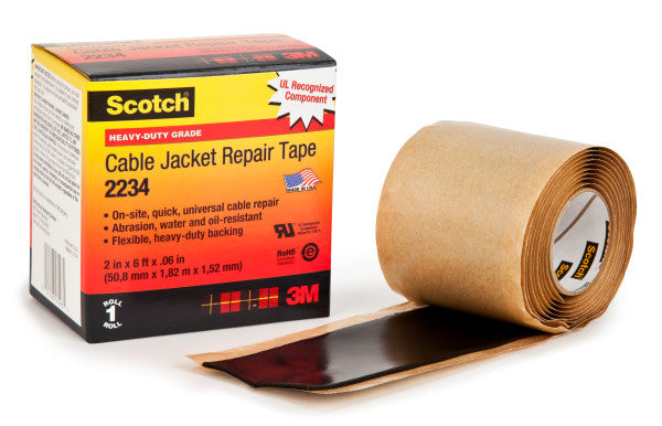 Scotch® 2234 Kabelmantelreparatieband, zelffuserend, Zwart, 50.8 mm x 1820 mm, 1.52 mm