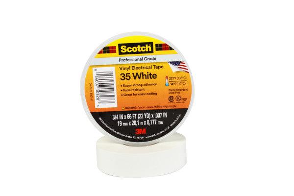 Scotch® 35 Vinyl Electro-Isolatieband, Wit, 19 mm x 20 m, 0,18 mm