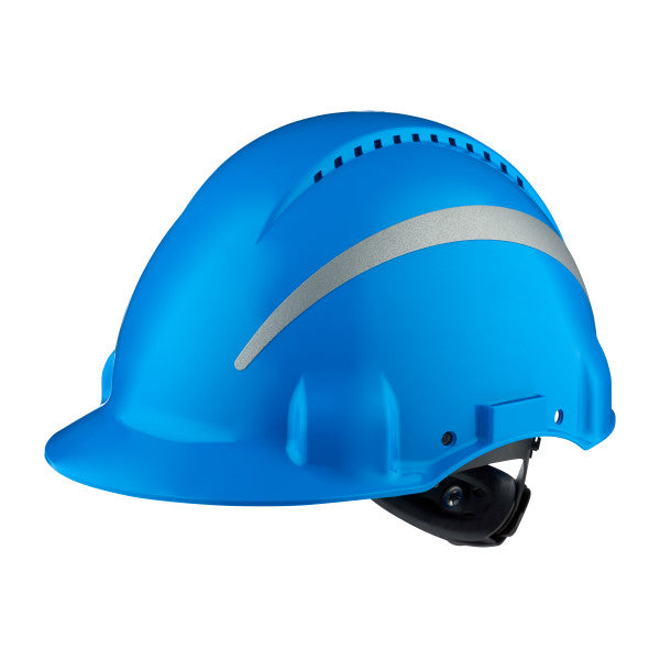 3M™ Veiligheidshelm, Uvicator, ratelverstelling, ventilatie, reflecterend, kunststof zweetband, blauw, G3000NUV-R-BB