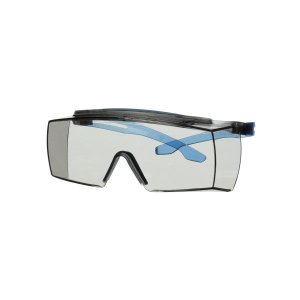 3M™ SecureFit™ 3700 Overzetbril, blauwe veren, wenkbrauwbescherming, Scotchgard™ anticondens (K&N), lichtgrijze lens voor binnen/buiten, SF3707XSGAF-BLU-EU, 20/doos